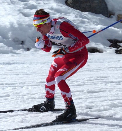 Ivan Babikov skiing to a season's best 10th in the Ski Tour Canada's stage six skiathlon. (Photo: Peggy Hung)