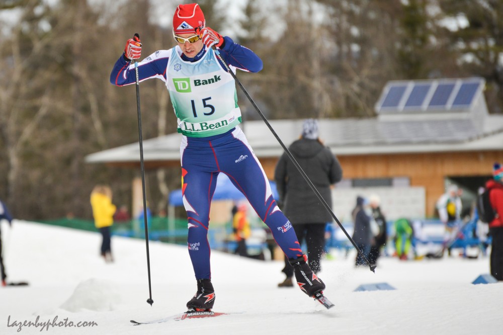 Noah Hoffman of the U.S. Ski Team and Ski and Snowboard Club Vail racing to a first place finish in the men's 15 k freestyle individual start race at the U.S. SuperTour finals and U.S. Long Distance National Championships on Monday in Craftsbury Vt. (Photo: John Lazenby/Lazenbyphoto.com)