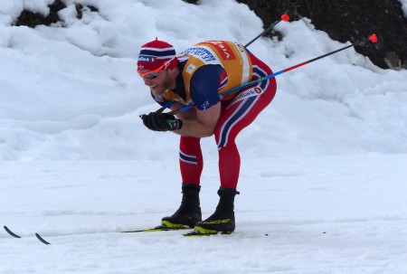 Norway's Martin Johnsrud Sundby raced from third to first in the men's 15 k classic pursuit on Saturday to win the overall Ski Tour Canada by nearly a minute in Canmore, Alberta. (Photo: Peggy Hung)