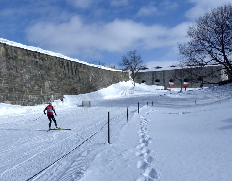 A skier navigates the sprint course just outside the city walls in Quebec City. (Photo: Peggy Hung)