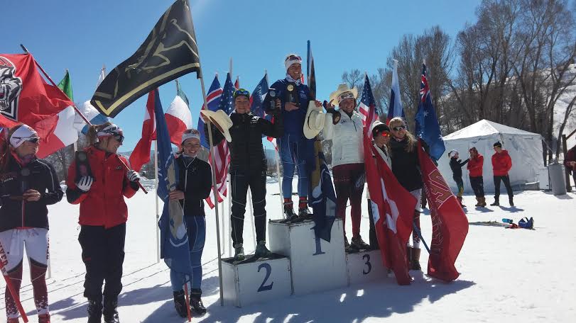 The women's top ten for the women's 5 k freestyle race at the 2016 NCAA Skiing Championships in Steamboat Springs, Colo. (Matt Johnson/MSU Courtesy Photo) 