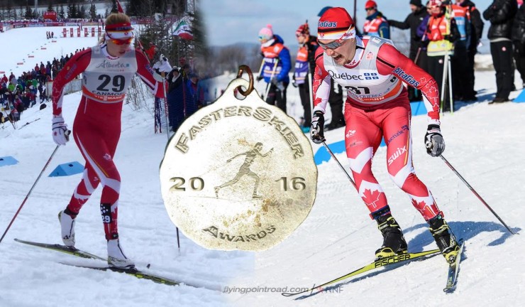 Dahria Beatty (l) and Knute Johnsgaard (r) are FasterSkier's Breakthrough Skiers of the Year for Canada. (Photos: Peggy Hung & Flying Point Road)