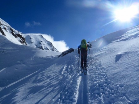 Steep skinning up to a col on the Verbier Haute Route (Photo: Josh Smullin Collection)