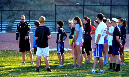 Josh Smullin, Head Nordic Coach at Steamboat Springs Winter Sports Club, directing a fall workout in Steamboat Springs, CO. (Courtesy photo) 