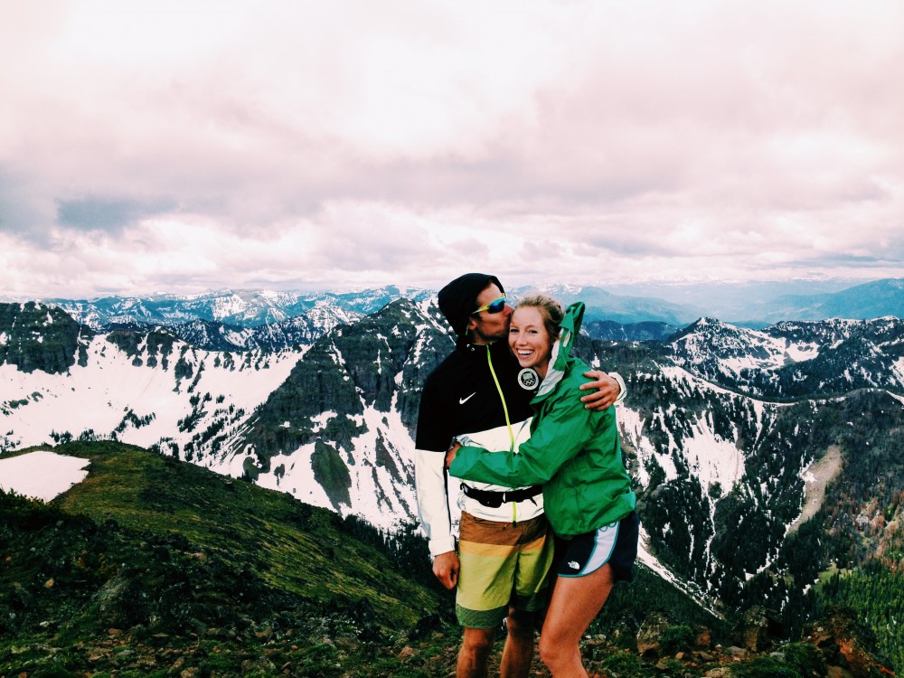 Erika Flowers (r) and Andy Newell at the top of Mount Blackmore in Bozeman, Mont. in June 2014. (Photo: Anya Bean) 