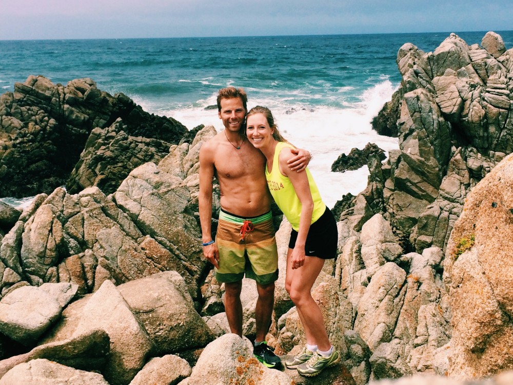 Erika Flowers (r) and Andy Newell posing in front of the Restless Sea at Pebble Beach near Monterey, CA April 2015. (Courtesy Photo)