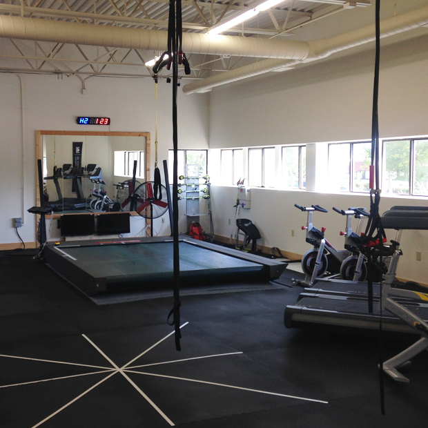 A view of Central Cross Country's rollerski treadmill from the inside of the Center of Excellence (Photo: cxcacademy.com)  