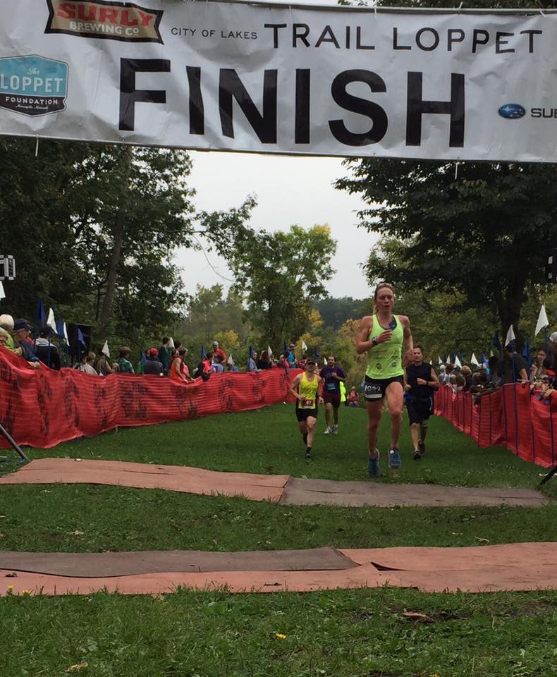 Caitlin Gregg picking up the win in the 13.1 k Surly Brewing Loppet. (Photo: Team Gregg/Facebook)