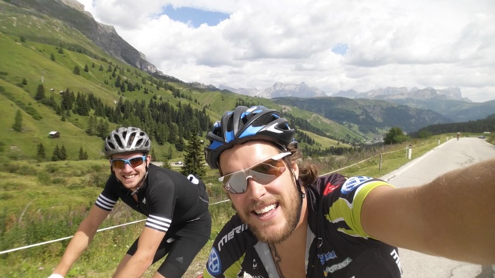 Left to right: US Biathletes Sean Doherty and Leif Nordgren during a bike ride in Antholz, Italy this past August. (Photo: Leif Nordgren) 