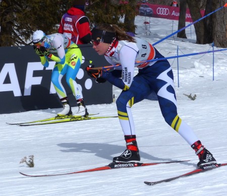 Maya Macisaac-Jones qualifying 29th at Ski Tour Canada stage 1. (Photo: Peggy Hung)