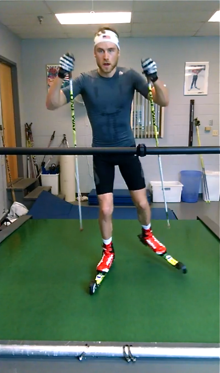 Max Durtschi spending some time on the rollerski treadmill in Lake Placid. (Courtesy photo)