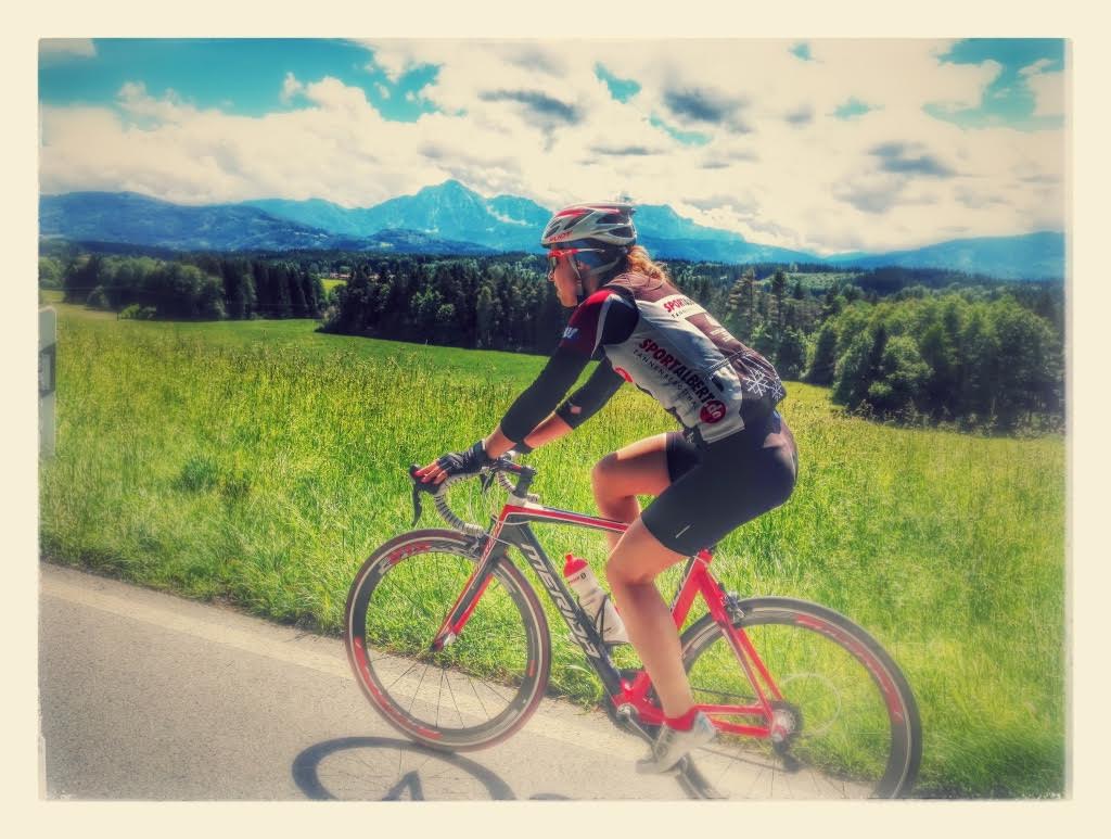 Tandy doing some of her favorite cross-training, biking in Germany's Chiemgau region. (Courtesy photo)