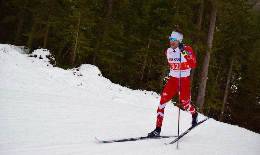 Alex Harvey (Canadian World Cup Team) striding to second in a men's 10 k classic preseason race on Saturday in Davos, Switzerland. (Photo: NORDIC-ONLINE.CH)
