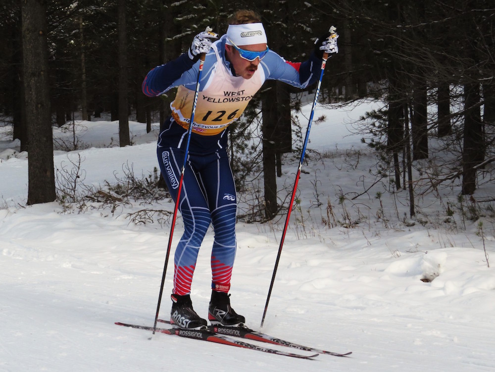 Cole Morgan (SVSEF) racing to 12th in the men's 10 k classic FIS race in late November in West Yellowstone, Mont. (Photo: Ian Harvey/Toko)