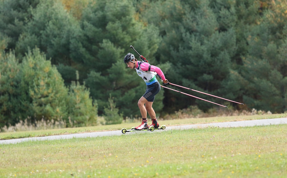Schommer competing at rollerski trials in Jericho, Vermont, this fall. (Courtesy photo)