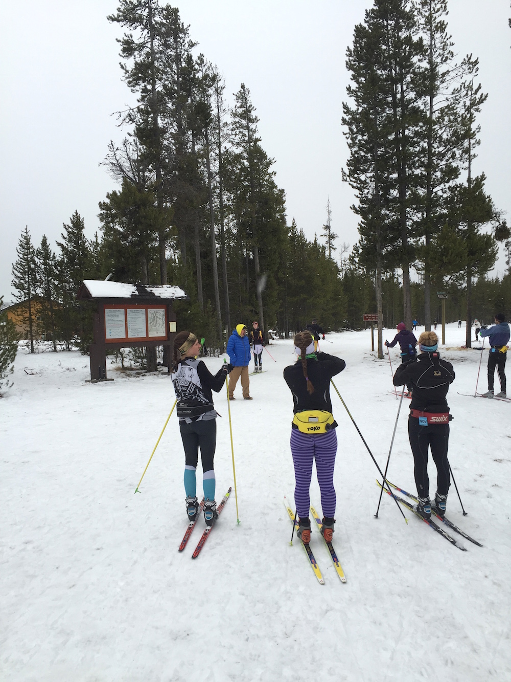 Skiers at the trailhead of the Rendezvous Ski Trails in West Yellowstone, Mont., on Monday, Nov. 21. (Photo: FBD) 