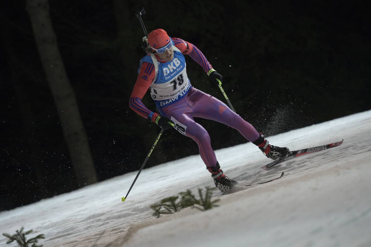 American Russell Currier racing to 55th in the men's 10 k sprint on Thursday at the IBU World in Nove Mesto, Czech Republic (Photo: USBA/NordicFocus)