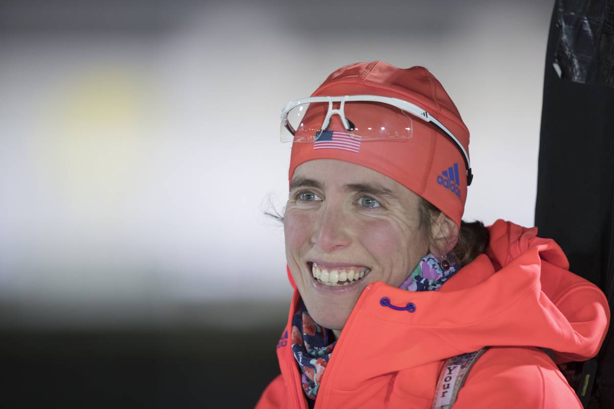 Susan Dunklee (US Biathlon) after placing third in Friday's 7.5 k sprint at the IBU World Cup in Nove Mesto, Czech Republic. It was her third career podium in a sprint. (Photo: USBA/NordicFocus)