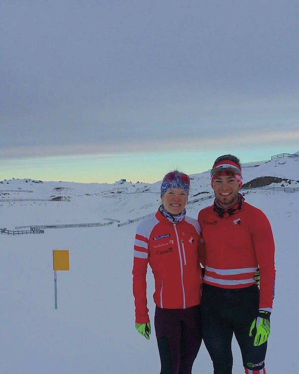 Emma Lunder and Christian Gow at a Biathlon Canada training camp in New Zealand this summer. (Courtesy photo)