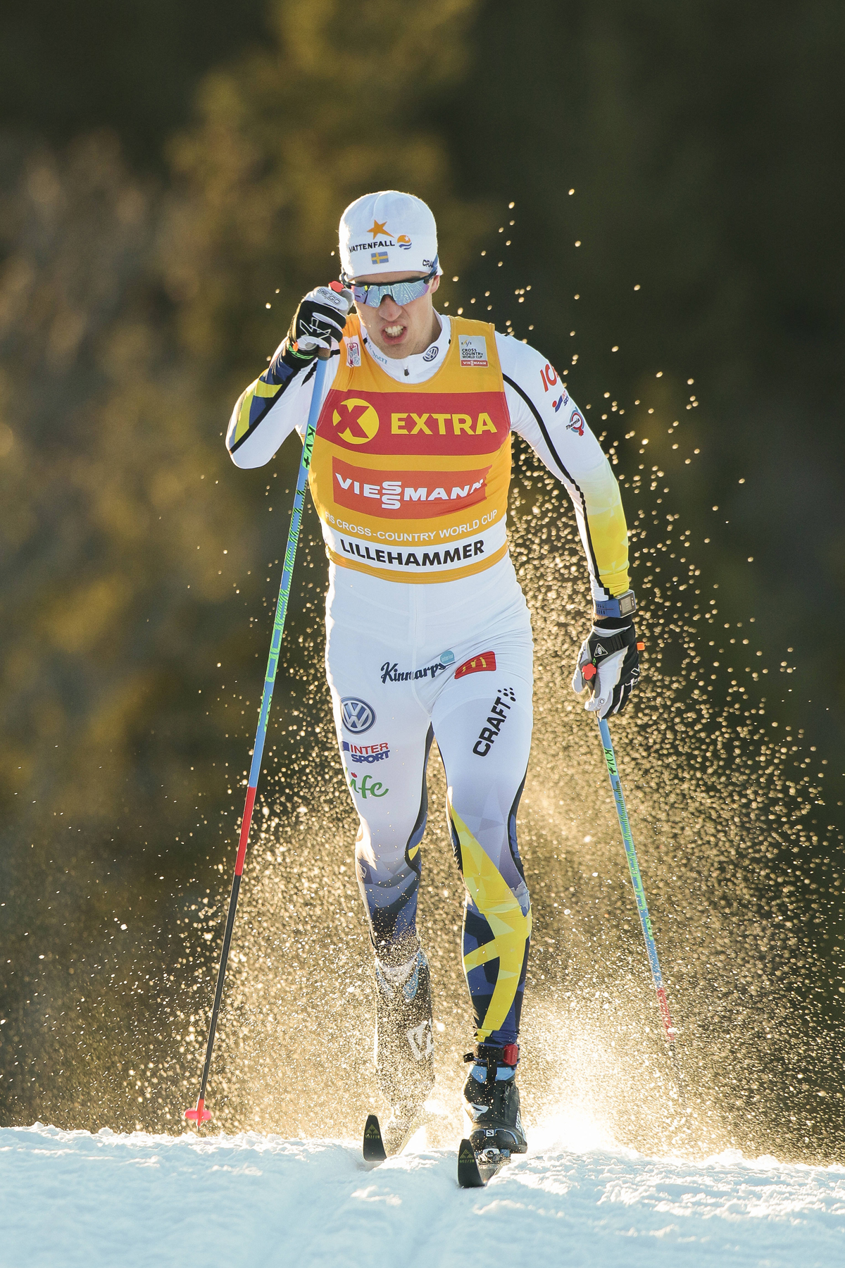 Calle Halfvarsson of Sweden en route to his first World Cup win in three years, with a victory in Thursday's classic sprint in Lillehammer, Norway. (Photo: Fischer/Nordic Focus)