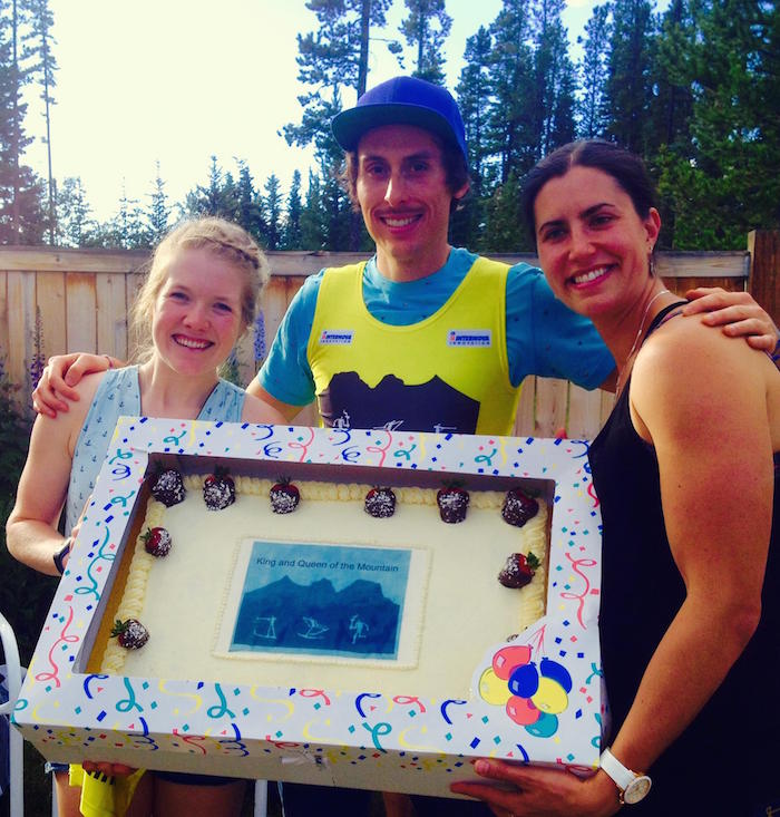 Emma Lunder (left) sharing the "Queen of the Mountain" title from Biathlon Canada's summer "Testival" with Rosanna Crawford (right); Brendan Green was the "King of the Mountain". (Courtesy photo)