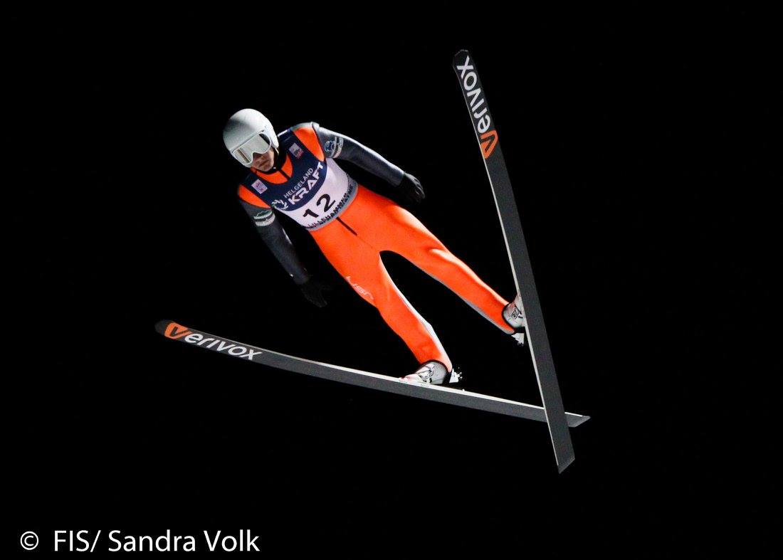 Ben Loomis (U.S. Nordic Combined) jumping at the World Cup in December 2016 in Lillehammer, Norway. (Photo: Sandra Volk/FIS) 