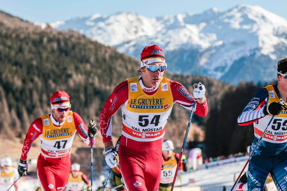 Canada's Devon Kershaw racing to 27th in Sunday's 10 k classic mass start at Stage 2 of the Tour de Ski in Val Mustair, Switzerland. (Photo: Fischer/NordicFocus)