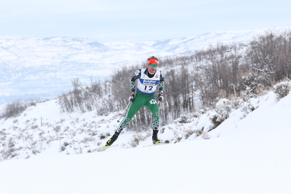 Cal Deline (Dartmouth Ski Team) racing to 17th in the men's 15 k freestyle at 2017 U.S. nationals earlier this month at Soldier Hollow in Midway, Utah. (Courtesy photo)