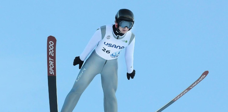 Tucker Hoefler (Park City Nordic Ski Club/U.S. Nordic Combined development group) jumping at Junior Worlds trials this year. (Photo: Clint Jones)