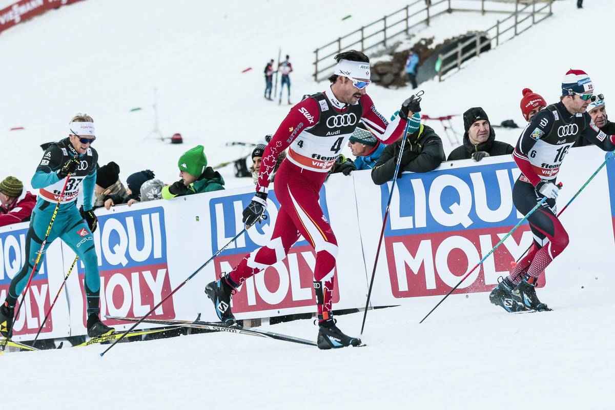 Alex Harvey (Canadian World Cup Team) en route to 19th in the men's 15 k classic mass start on Saturday, which puts him sixth overall in the Tour de Ski with one stage remaining in Val di Fiemme, Italy. (Photo: Salomon/Nordic Focus) 