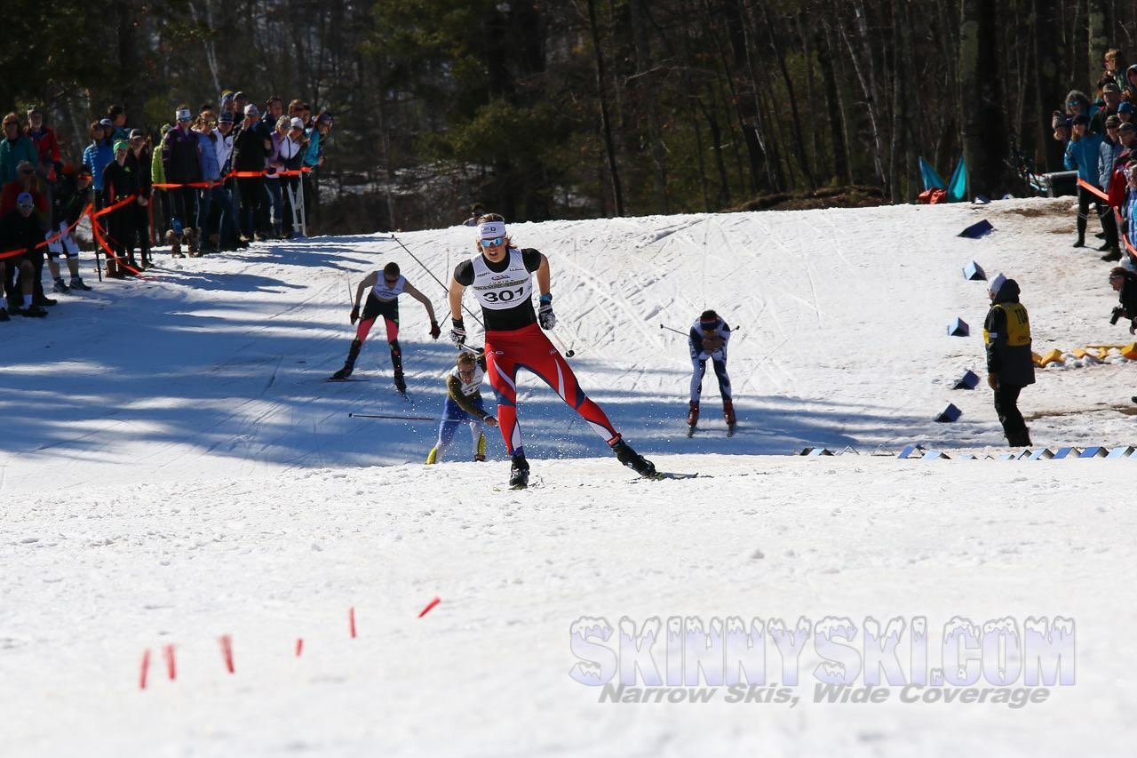 Logan Diekmann (Utah Ski Team) coming down the finishing stretch of the 2016 Junior National skate sprint in Cable, Wis. (Courtesy photo)