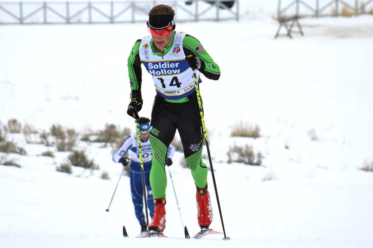 Craftsbury Green Racing Project's Ben Lustgarten on his way to winning the 30 k classic mass start at U.S. Cross Country Championships on Tuesday at Soldier Hollow in Midway, Utah.