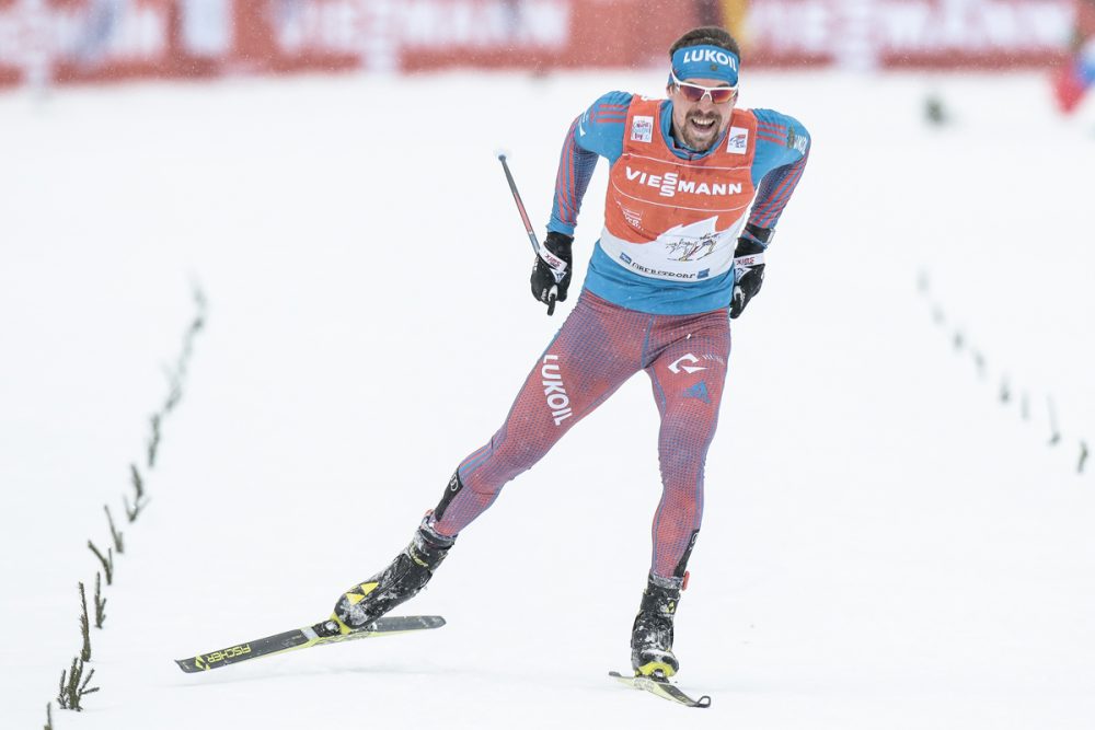 Russia's Sergey Ustiugov on his way to his fourth Tour de Ski (TdS) win in a row on Wednesday during the men's 15-kilometer pursuit in Obsterdorf, Germany. Ustiugov is the first cross-country athlete to achieve such a feat during a TdS.(Photo: Fischer/NordicFocus)
