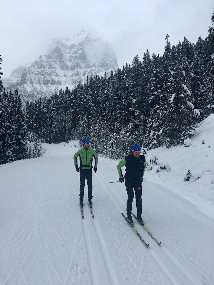 Michael Somppi leads Evan Palmer-Charrette during a cool down ski at Lake Louise near Canmore, Alberta, in November 2016. (Photo: Timo Puiras)