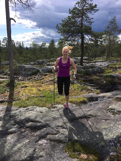 Krista Niiranen doing a workout running with poles in Rovaniemi, Finland. (Courtesy photo)
