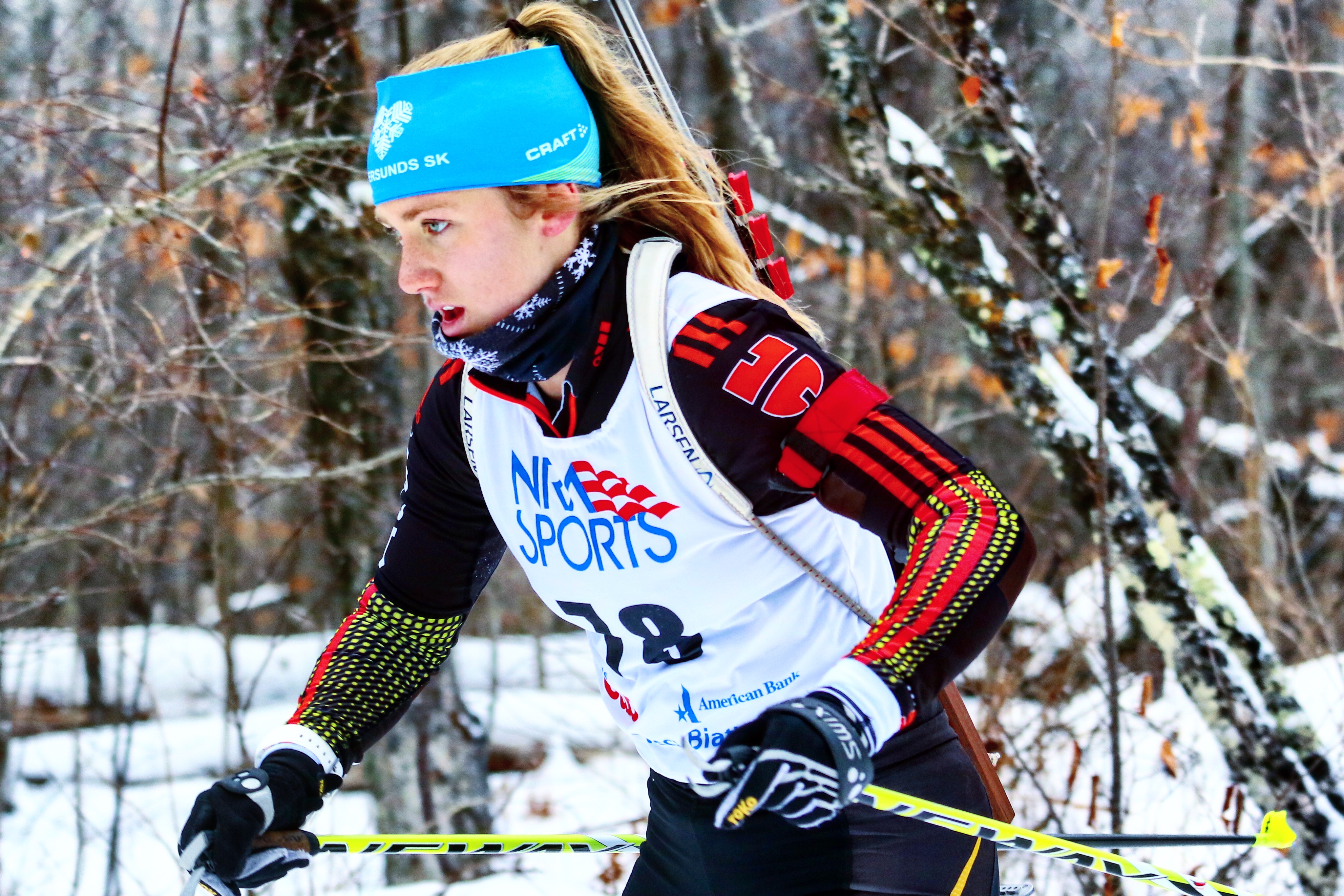 Chloe Levins racing at IBU Cup Trials in Mount Itasca, Minnesota. (Courtesy photo)