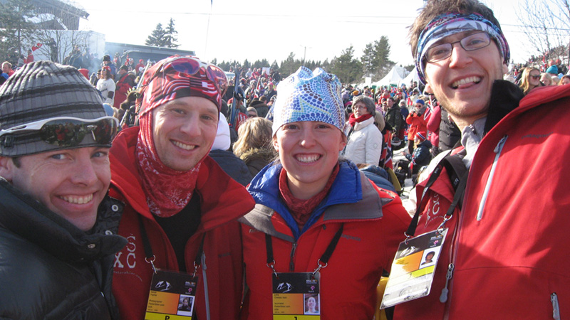 FasterSkier's Matt Voisin, Topher Sabot, Chelsea Little and Nat Herz at the 2011 World Championships in Oslo, Norway.