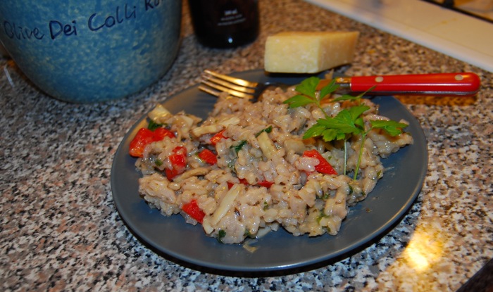 Recipe of the Week: Risotto with Mushrooms, Red Peppers, and Spinach