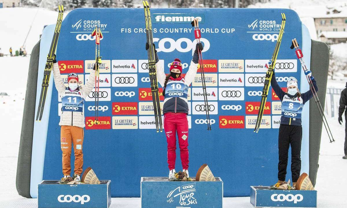 Nepryaeva Earns Win Number Two for Russia in Stage 6 of the Tour de Ski; Diggins Retains Overall Lead