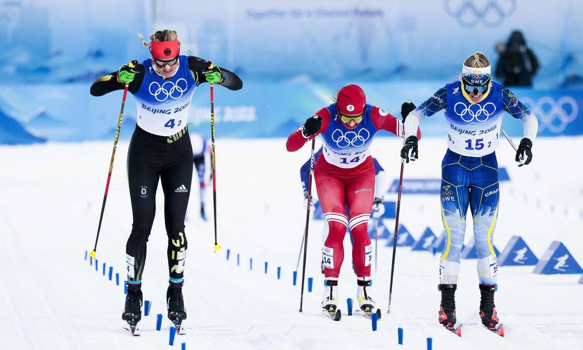 Germany outsprints Sweden and the ROC for gold and a second team medal; Brennan and Diggins fifth for USA